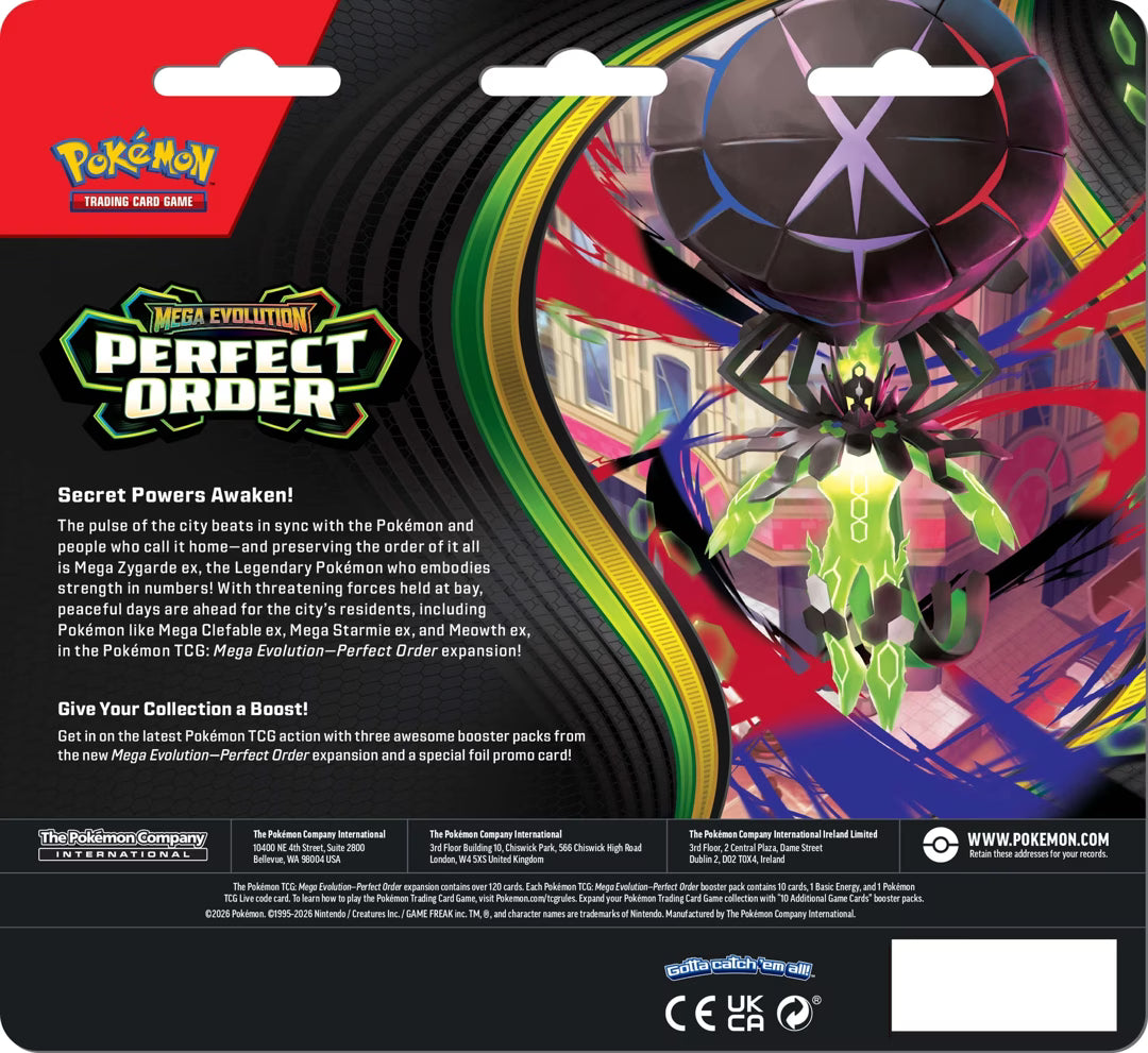Pokemon Trading Card Game: Mega Evolution - Perfect Order 3-Booster Blister